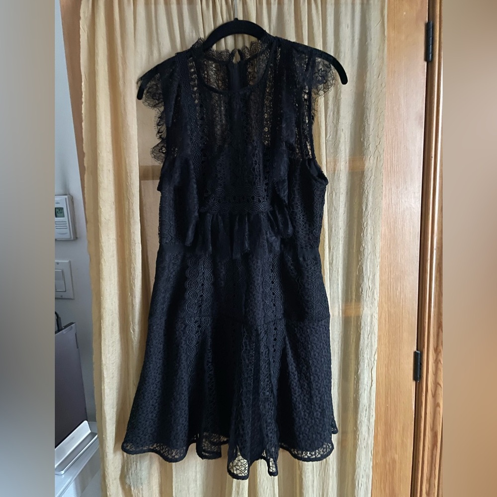 Self-portrait black lace panel dress size 10